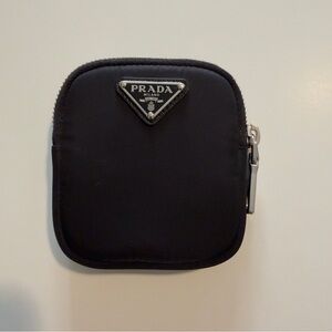 Prada Black Nylon Square Zip Coin/Key Pouch Boot Accessory